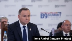Președintele Poloniei, Andrzej Duda, vineri, 10 iunie 2022, la București, la summitul B9 pe care îl găzduiește împreună cu președintele Iohannis.