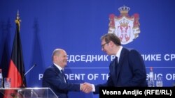 Србија, Белград, Средба на германскиот канцелар Олаф Шолц со српскиот претседател Александар Вучиќ, Белград, 10 јуни 2022 година.