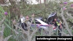 Ставшая участником ДТП служебная автомашина ГУОБДД, 11 июня 2022 г.