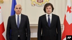 Alain Berset és Irakli Kobahidze Tbilisziben 2024. december 18-án