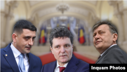 George Simion (stânga), Nicușor Dan și Crin Antonescu (Colaj Europa Liberă)