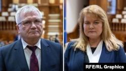 Judecătorii Curții Constituționale Nicolae Roșca și Liuba Șova, la ședința parlamentului din 26 iunie.