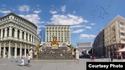 Шпански скали на плоштадот Македонија како дел од проектот Скопје 2014.