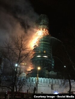 Пожар в Новодевичьем монастыре,15 марта 2015 г.