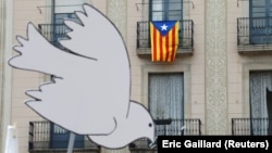 Zastava Katalonije na balkanu u Barseloni