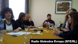 Прес конференција на Платформата за борба против корупција, составена од 15 невладини организации. 