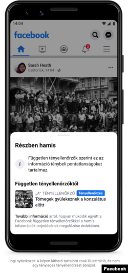 Részben hamis tartalom jelölése.