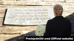 Kolinda Grabar Kitarović u Jasenovcu, 22. travnja 2015.