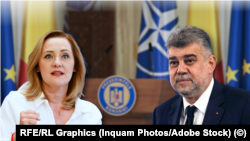 Președinta USR, Elena Lasconi, și premierul Marcel Ciolacu, președinte PSD (colaj).