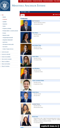 Conducerea Ministerului de Externe înainte de aprobarea ordonanței de reorganizare.