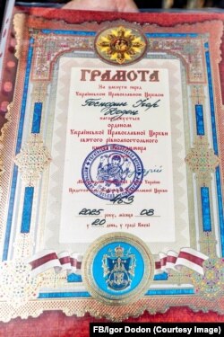 Distincția care i-ar fi fost oferită lui Igor Dodon de către Mitropolia de la Kiev afiliată Moscovei.