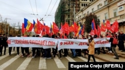 Mitingul socialiștilor în sprijinul lui Igor Dodon, înainte de al doilea tur al prezidențialelor, Chișinău, 13 noiembrie, 2020.