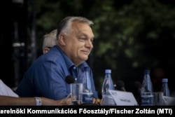 Orbán Viktor előadást tart a 34. Bálványosi Nyári Szabadegyetem és Diáktáborban az erdélyi Tusnádfürdőn 2025. július 26-án