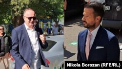 Potpredsjednik crnogorske Vlade Nik Đeljošaj i predsjednik države Jakov Milatović dolaze na saslušanje u Osnovno državno tužilaštvo, Podgorica 6. avgust 2025.