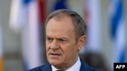 Доналд Туск, премиер на Полска, на прес-конференција во Варшава, 11 април 2024 година 