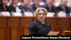 Premierul Viorica Dancilă în Parlamentul de la București, 29 ianuarie 2018.