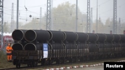 "ნორდ სტრიმ 2"-ისთვის განკუთვნილი მილების ეს პარტია მარტში გერმანიაში ჩაიტანეს