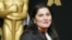 Sharmeen Obaid-Chinoy from the Oscar-nominated documentary short subject A Girl in the River: The Price of Forgiveness poses at a reception ahead of the upcoming 88th Academy Awards ceremony in Beverly Hills on February 24.