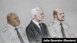 Sudski crtež saslušanja Džulijana Asanža u London, 7. septembar, 2020.