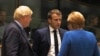 Presidenti i Francës, Emmanuel Macron, kancelarja gjermane, Angela Merkel dhe kryeministri i Britanisë së Madhe, Boris Johnson. 