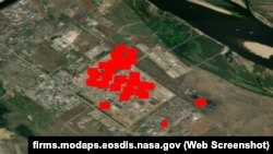 Тепловые сигнатуры на предприятии "Лукойл–Волгограднефтепереработка" со спутников NASA
