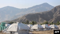 Corturi pentru sinistrați în districtul Sawkay din provincia Kunar, la 8 septembrie 2025.
