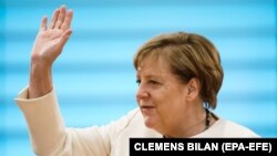 Angela Merkel német kancellár a heti kormányülés előtt Berlinben, 2020 szeptember 23-án.