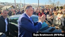 Milorad Dodik, dolazi na ročiše pred Sud Bosne i Hercegovine, Sarajevo, februar 2025. 
