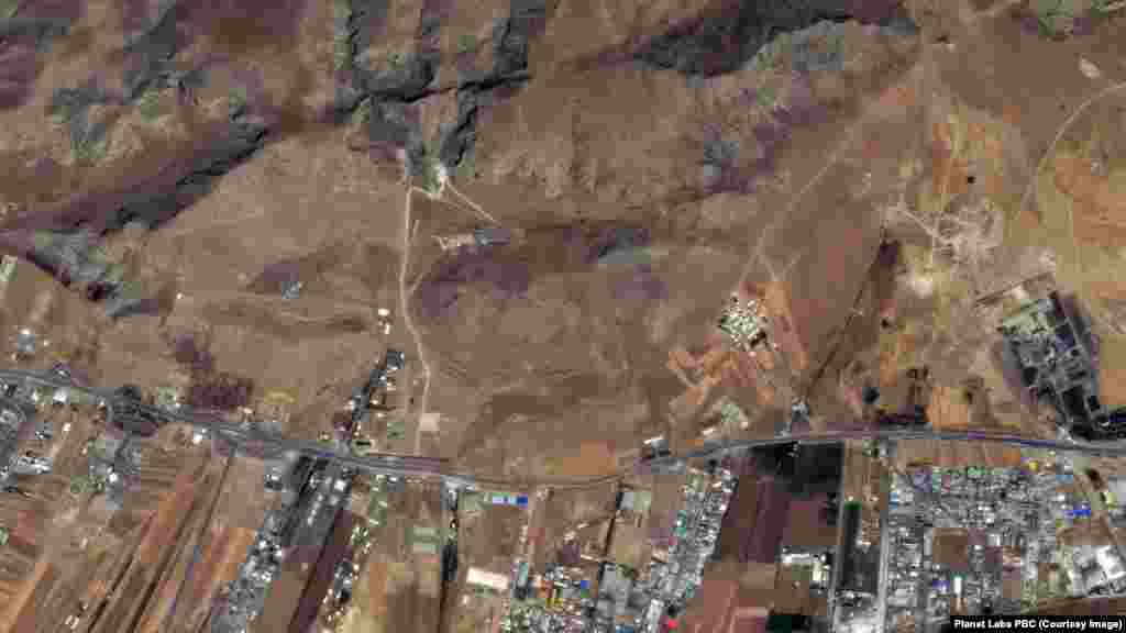 In these satellite images captured by Planet Labs, Iran's Kermanshah missile base is shown before and after the Israeli air strikes. Image on left is from June 12, 2025. Image on right is from June 13, 2025.