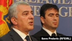 Andrija Mandić i Nebojša Medojević na konferenciji za novinare 3. aprila 2013.