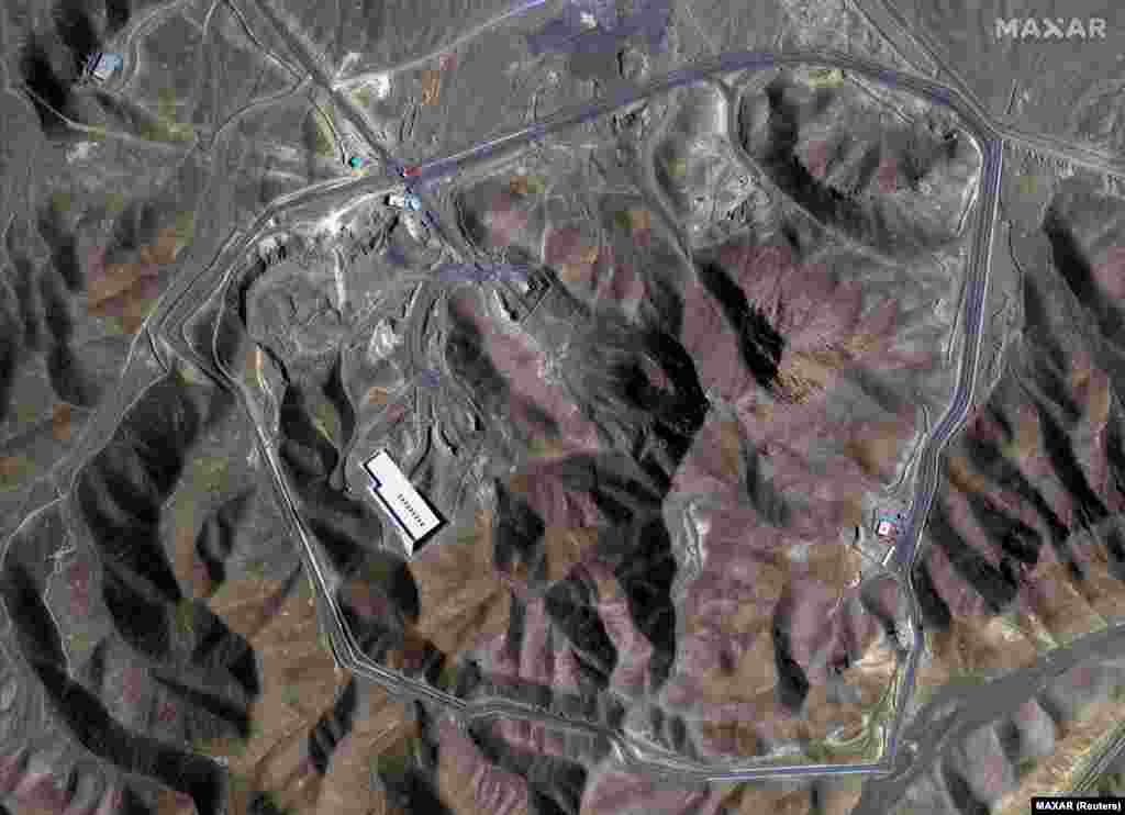 A satellite view of the Fordow underground complex before and after the US struck the nuclear facility near Qom on June 22.