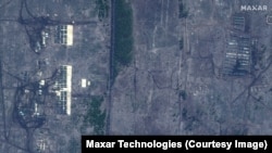 რუსეთის ჯარების კონცენტრაცია უკრაინის საზღვართან. თანამგზავრიდან გადაღებული ფოტო.