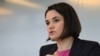 Святлана Циханоуска говори пред АФП във Вилнюс в началото на февруари