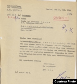 Письмо к Н.Н. Поппе с просьбой написать отчет о беседе в кругах, близких А.А. Власову, октябрь 1944/ Источник: Bundesarchiv Berlin.
