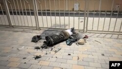 Epava unei rachete iraniene interceptate de Qatar, în urma unui atac simbolic al Iranului asupra bazei militare americane Al Udeid, 23 iunie, 2025.