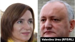 Președinta aleasă Maia Sandu și președintele în exercițiu, Igor Dodon.