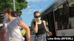 Chișinău, măști de protecție în transportul în comun, iulie 2020.