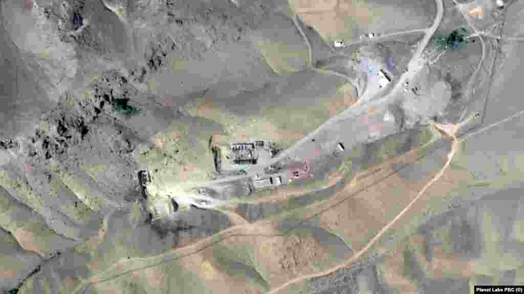 Buildings at the Tabriz site seen before and after Israeli strikes. The photo on the left was captured on June 3, the second photo was taken on June 16.