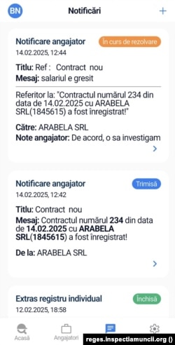 Cum funcționează opțiunea de notificare pusă la dispoziția salariaților.