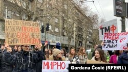 Студентите на Електротехничкиот факултет на протест, 13 декември 2024 година.