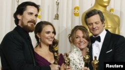 Glumci dobitnici: Kristijan Bejl, Natali Portman, Melisa Leo, Kolin Firt, 27. februar 2011.