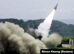 Një raketë HAWK duke u lëshuar gjatë stërvitjeve në Tajvan, më 2022.