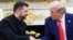 Украинскиот претседател Володомир Зеленски и американскиот претседател Доналд Трамп во Белата куќа, 18 август 2025 година