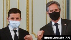 Државниот секретар на САД, Ентони Блинкен и украинскиот претседател Володимир Зеленски, Киев, 6 мај 2021 година