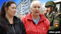 Foto kolaž: Porodica Kolisničenko, koja posjeduje nekretnine na Krimu, zgrada u kojoj se nalaze njihovi stanovi i ruski vojnik