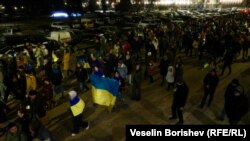 Кадър от шествието в подкрепа на Украйна в София, 24 февруари 2025 г.