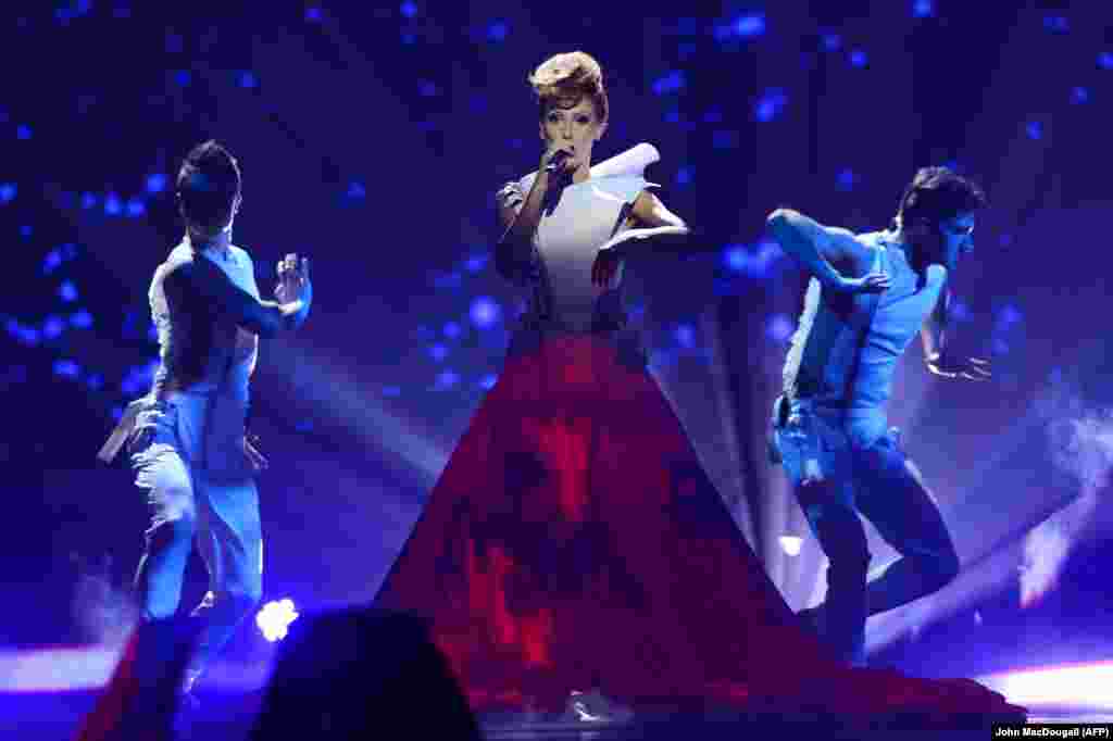 Švedska - Moldovska pjevačica Aliona Moon na finalnom natjecanju na Eurosongu, malmo 18. maj 2013. Foto: AFP / John Macdougall 