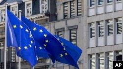 Zastave Evropske unije uBriselu, 27. jun 2024.