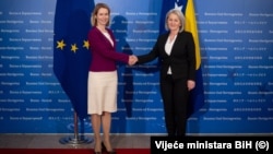 Visoka predstavnica Kaja Kallas i predsjedateljica Vijeća ministara BiH Borjana Krišto u Sarajevu, 8. 4. 2025.