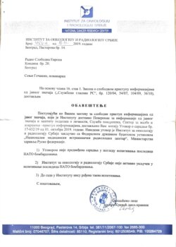 Odgovor Instituta za onkologiju i radiologiju RSE